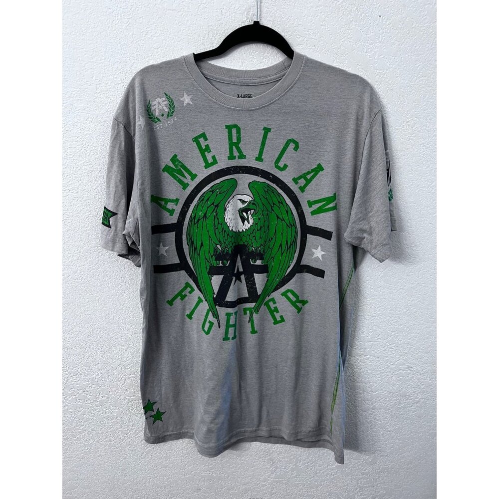 American Fighter mens X-Large Gray & Green Graphic T-Shirt By Affliction
